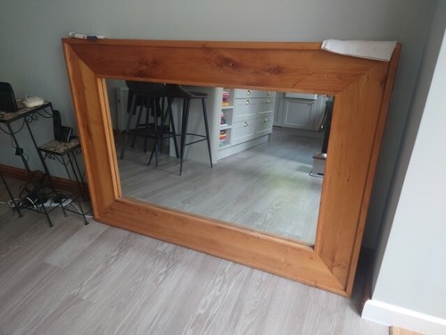 Solid Oak Large Wall Mirror - Hanging Living Room Dining Room Furniture - AD52 - Picture 3 of 3