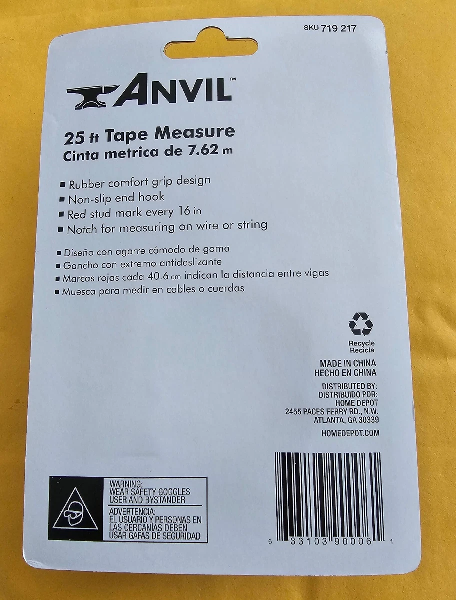 Anvil 25 ft tape cheap measure