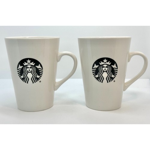 2 Starbucks Mermaid Siren Logo White Black Ceramic Coffee Tea Mug Cup 16 oz - Picture 10 of 10