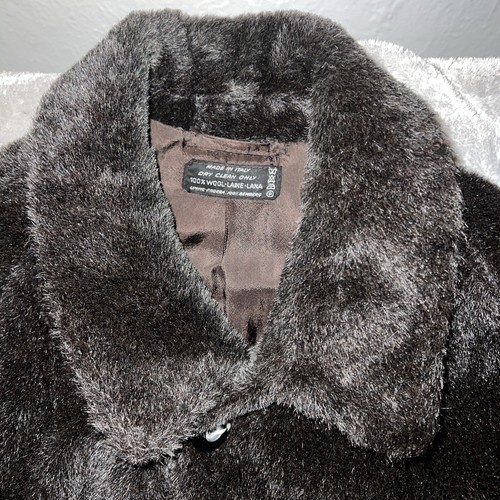 Vintage 50s Cuzzens Custom Italian Made Wool Fur Coat Silk Lined Button Up Heavy - Picture 4 of 11