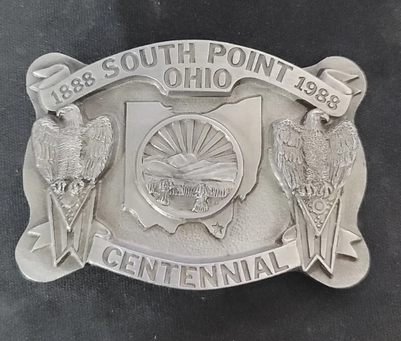 Rare Vintage 1988 South Point Ohio Centennial Belt Buckle Made USA 127 1000
