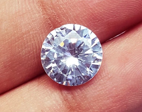Loose Gemstone Cambodian White Color Zircon Round Cut 4.80 Ct With Free Gift - Picture 4 of 7