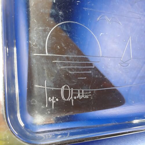 Motta Serving Tray Stainless Steel Engraved Seascape Sailboat 11.5x6" RETIRED - Picture 3 of 5