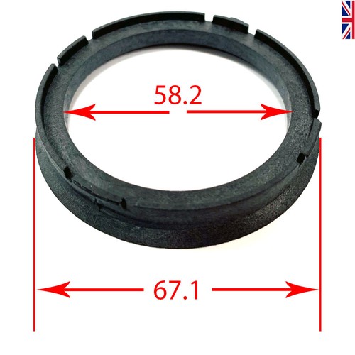 SPIGOT RINGS - Full Set Of 4 FOUR Spigot Rings 67.1 - 58.2 Hub Rings - Picture 5 of 5