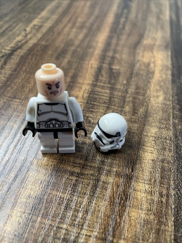 1X Lego Minifigura Star Wars Stormtrooper Cabeza Blanca Casco Negro Tipo 2 SW0036B - Imagen 3 de 3