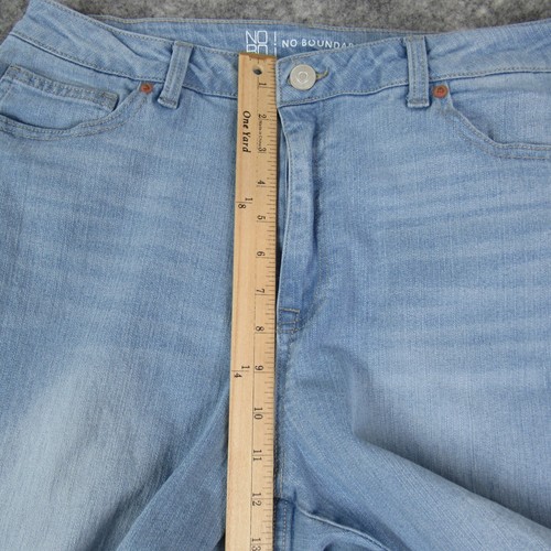 No Boundaries Jeans Womens Juniors 13 Blue Cropped Straight High Rise Denim - Picture 5 of 13