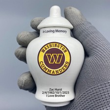 Ceramic Football Urn   Washington Commanders Theme, Custom Text