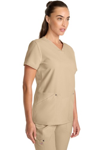 Khaki Dickies Scrubs EDS NXT V Neck Top DK678 KAKC - Picture 4 of 6