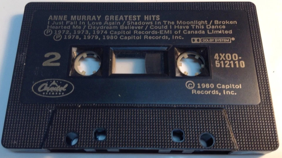 ANNE MURRAY Tape Cassette GREATEST HITS ALBUM 1980 capitol records 4X00-512110 - Image 4 of 4