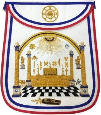 Master Mason Blue Lodge Apron - Hand Embroidered George Washington Masonic Apron