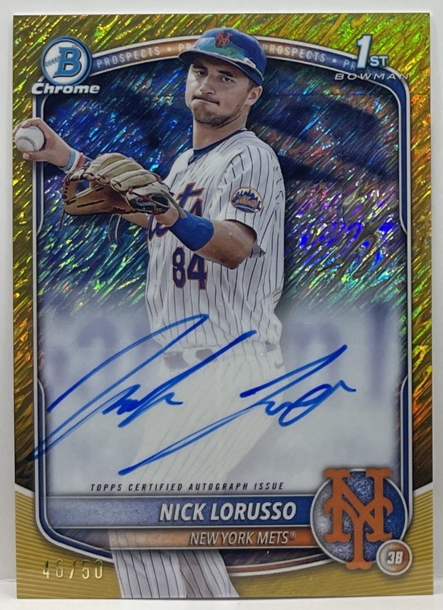 2025 Bowman Chrome Nick Lorusso Auto Gold Shimmer Refractor 1st Prospect #46/50