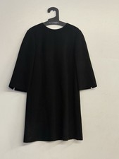 Alice + Olivia Black Shift Dress 3/4 Sleeve Crew Neck 4 Cocktail Party Business