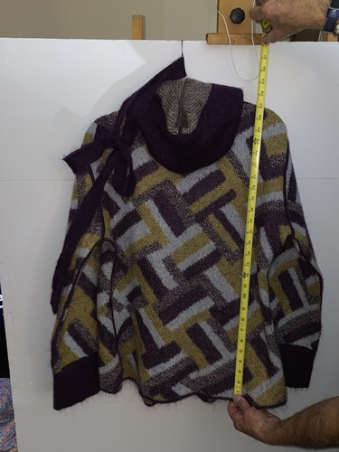 Missoni Italy Mohair Wool Blend Ladies Purple Abstract Cardigan Shawl Size 44 - Picture 8 of 12