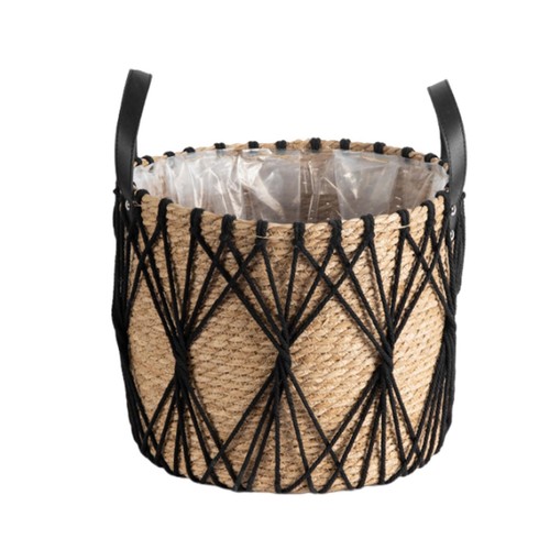 Woven Planter Basket Flower Pot Easy to Use Laundry Bag with Handle for Home - Picture 5 of 7