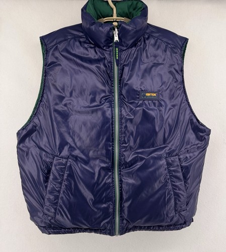 Chaleco DE COLECCIÓN Eddie Bauer MEDIANO Puffer Plumón de Ganso Verde Reversible EBTEK Años 90 - Imagen 4 de 11
