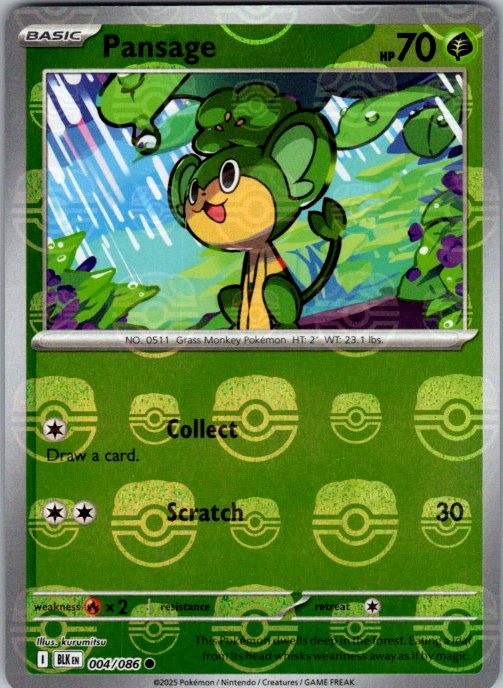 Pokemon | SV: Black Bolt | Pansage (Master Ball Pattern) | 004/086 | NM Holo