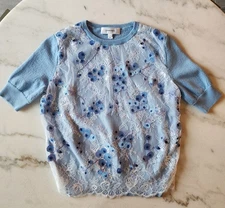 Carven Blue Wool And Lace Sweater Size XS