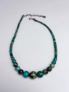 SIGNED DTR JAY KING STERLING TURQUOISE BEAD NECKLACE