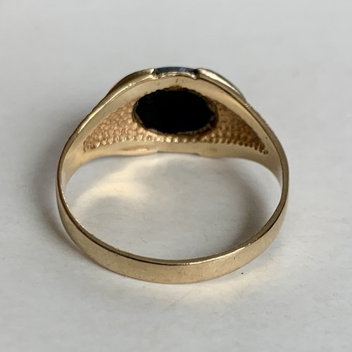 9ct Gold Onyx Ring Vintage Black Oval Signet Pinky Textured Size O.5 2.5g 9K 375 - Picture 4 of 15