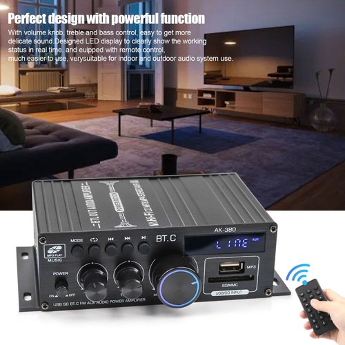 Amplificador de Potencia 12V 800W Bluetooth HiFi Mini Audio Digital Estéreo FM AMP Control Remoto - Imagen 9 de 14