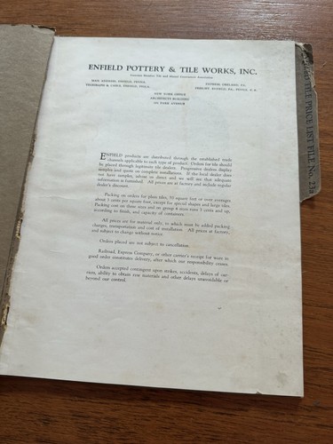 Vintage Antique Enfield Pottery & Tile Works Price List Catalog 1928 Pewabic PA - Picture 2 of 18