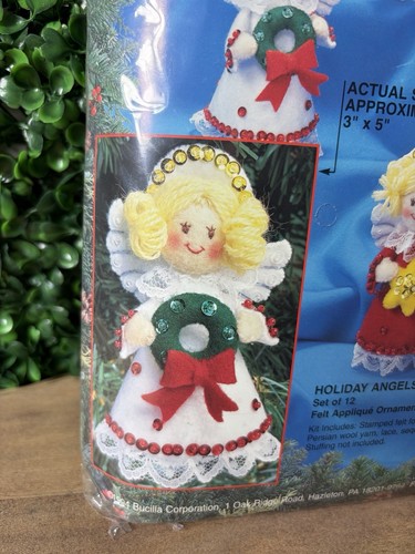 Neu 1994 Bucilla Weihnachten Urlaub Engel Filz Applikation Ornamente 83205 - Bild 6 von 8