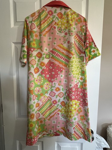 Vintage 60er Modelle Mantel Damen Perlen Druckknopf Mehrfarbig Mod Hauskleid - Bild 10 von 17