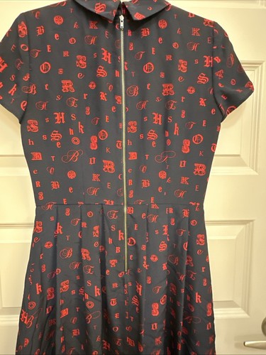 Brooks Brother Kleid rot Fleece Logo marine und rot Peter Pan Kragen Seide gefüttert 2 - Bild 9 von 12