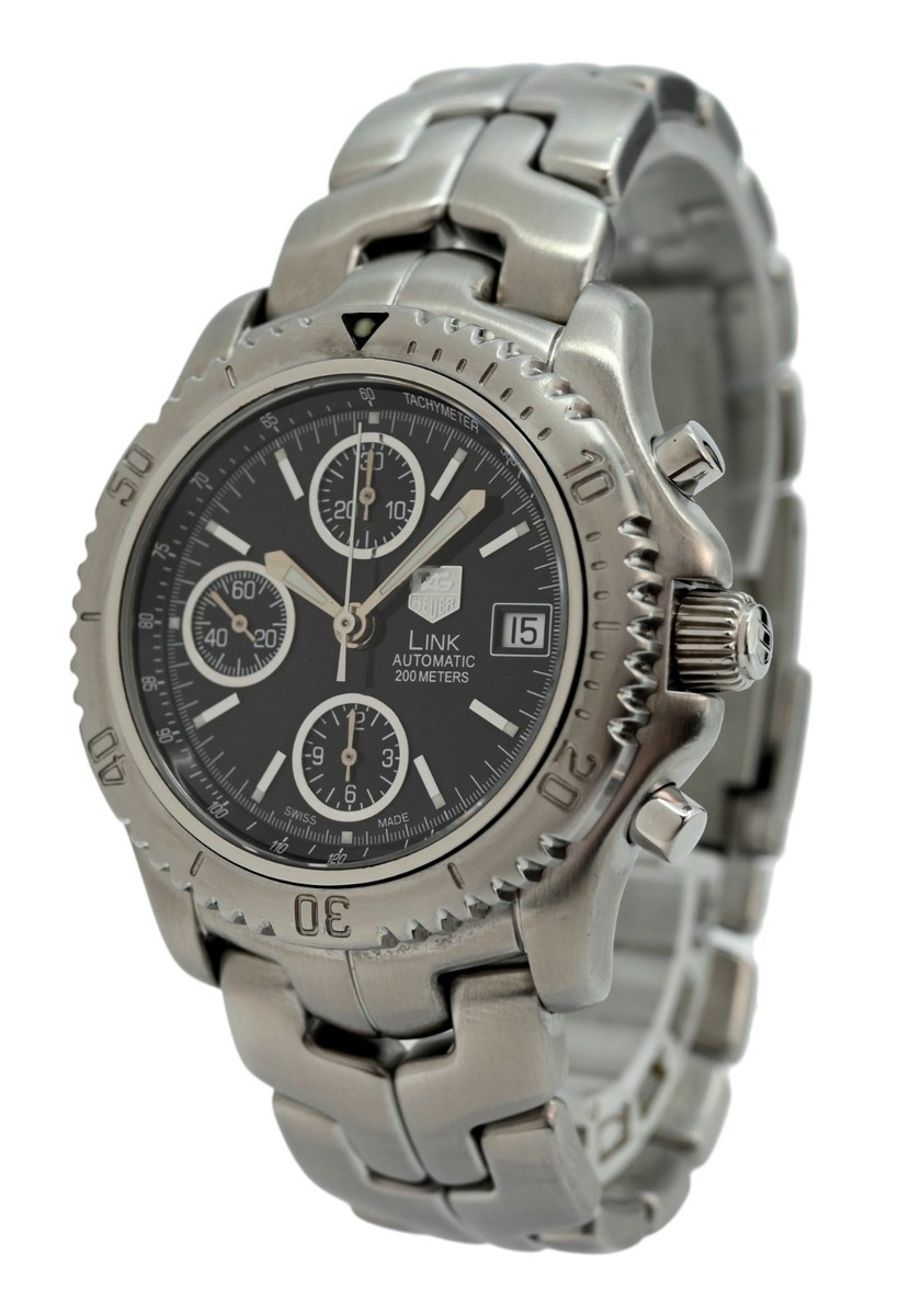 TAG Heuer LINK Chronograph ブラック Tag Heuer Link watch with Black Diamond Dial. WT1115