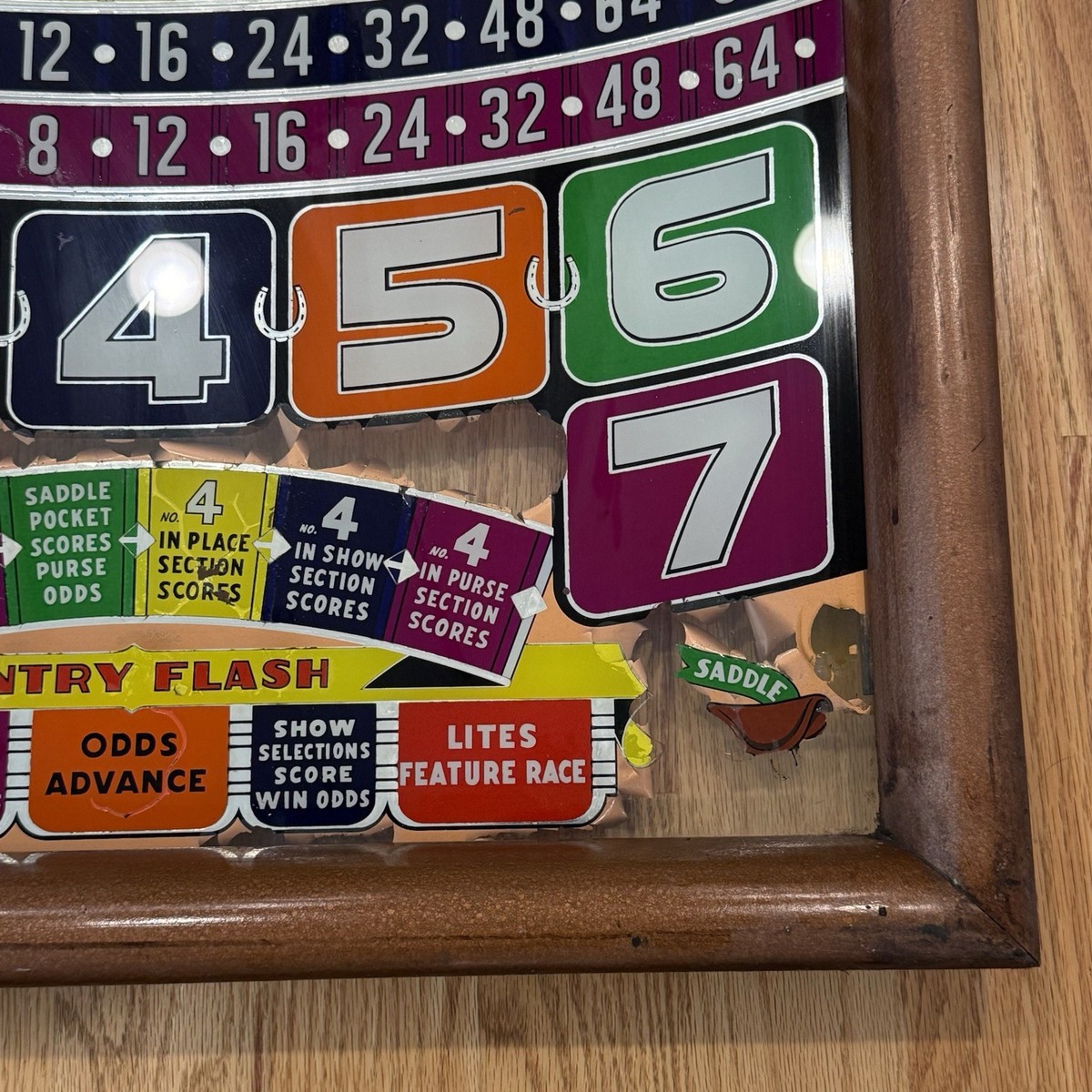 1950 Universal Winner Horse Race Pinball Backglass 26x31 Original