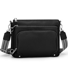 Anti-Theft Crossbody Purse for Women, Crossbody Shoulder Bag with Built Black