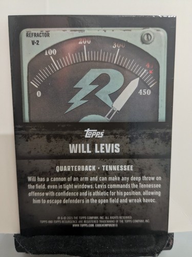 Will Levis - Voltaic Refractor - 2024 Topps Resurgence #V-2 - Tennessee Titans - Picture 2 of 2