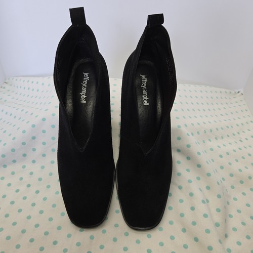 Botines Jeffrey Campbell Jermane de gamuza negra bloque de perlas talla 8 corte en V sin cordones - Imagen 15 de 16