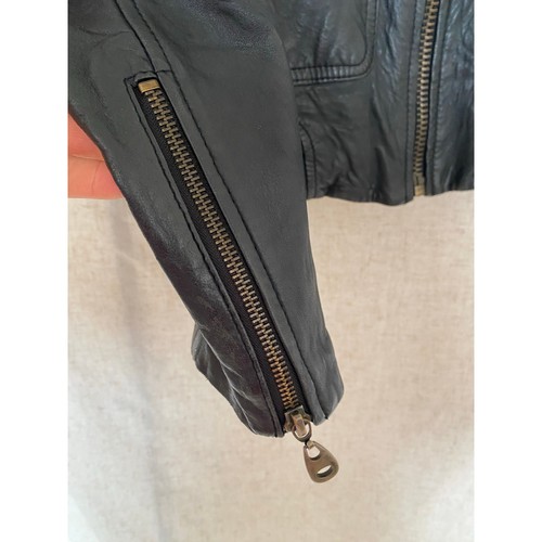 Doma Lederjacke mit Kapuze Reißverschluss Cropped Motorrad schwarz Größe Small - Bild 6 von 14