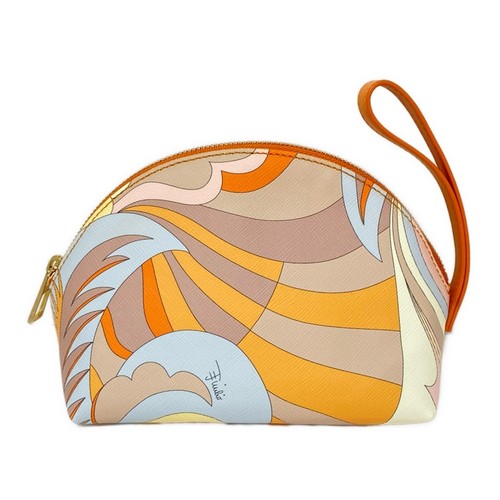 Auth EMILIO PUCCI - Dark yellow Light Blue Multi PVC Pouch