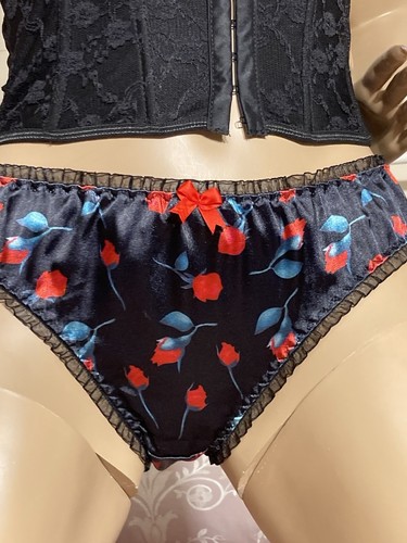 NWT HIGH SHINE LIQUID SATIN Frilly Lace Full Bum Sexy Pin Up Panties Knickers M - Picture 7 of 24