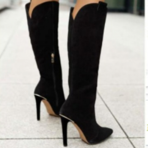Stivali donna donna al ginocchio tacco a spillo punta sexy scarpe pelle comode - Foto 11 di 19