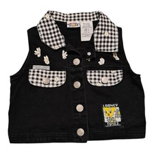 Vintage 90s Looney Tunes Tweetie Bird Denim Jacket Size 6 Kids