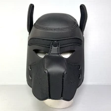 Neoprene Dog Hood Full Face Mask Cosplay Costume Dog Head Masks Black (Large)