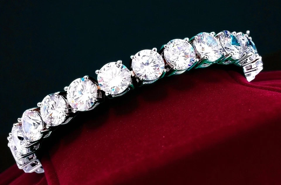 15Ct Lab Diamond Tennis Bracelet ✨ Round Cut 14K White Gold Plated Luxury - Image 2 of 2