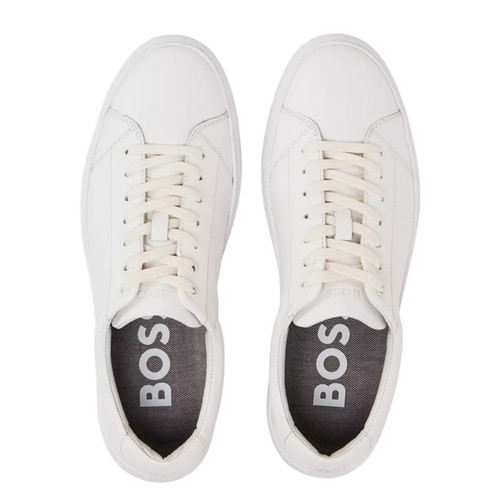 Hugo Boss Mens Trainers Enlight White Leather Shoes Size UK 8 10 11 - Picture 4 of 8