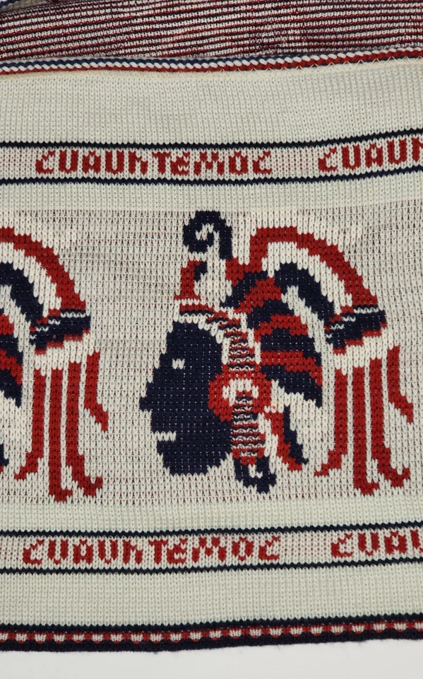 Poncho Serape tejido mexicano vintage años 70 corbata flecos frontales ribete azteca cuauhtémoc Foto 4 de 4