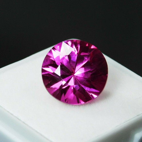 Natural Pink Tourmaline Round Cut 10 Carat Loose Gemstone CERTIFIED Ring Size - Picture 2 of 7