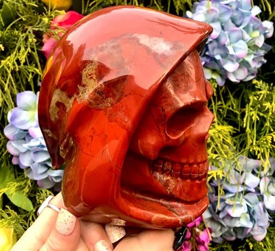 Red Jasper Crystal  Grim Reaper'' Skull ~ Large 5 Lb. 8 oz. ~ 6'' Tall ~ High Lus
