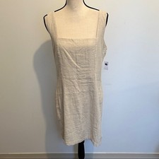 NEW Old Navy Textured Linen Blend Cream Mini Dress Large Casual Old Money