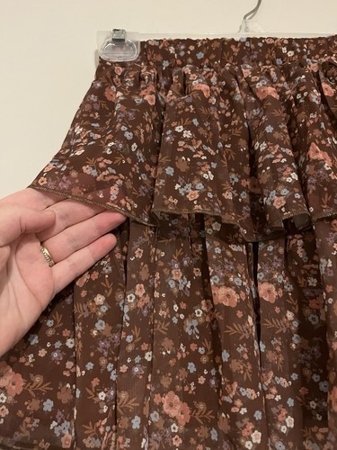 Brown Tiered Floral Skirt Girls Size Medium (10-12) - Picture 2 of 6