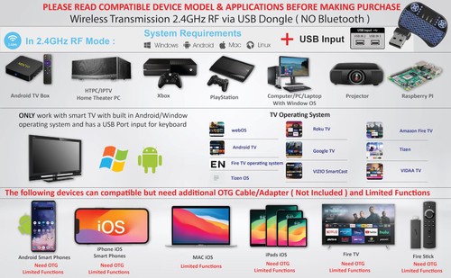 Mini Tastiera Wireless Telecomando Touchpad Mouse Controller Combo con RG... - Foto 3 di 8
