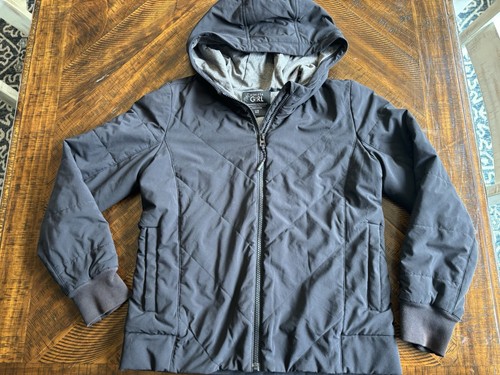 Athleta Girl Jump To It Jacket Youth Girls Large  12 Black Hooded Insulated Nice