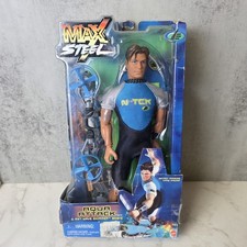 Figura de acción Mattel 2001 Max Steel Aqua Attack nueva en caja de colección - desgaste en caja