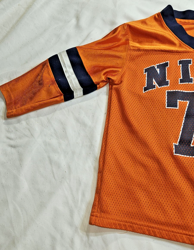 Nike Mesh Fußball Trikot #72 Center Swoosh ORANGE blau weiß gestreift Gr. 4 - Bild 5 von 9